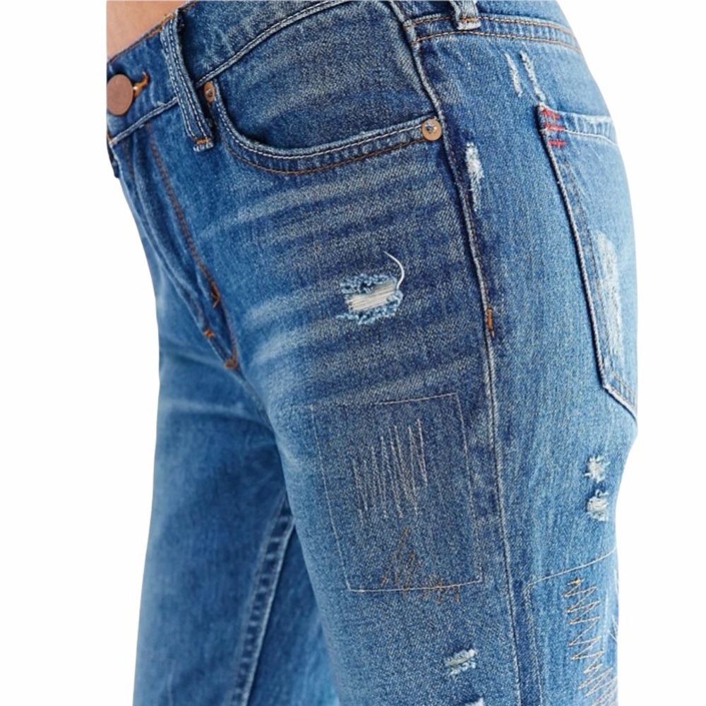 Bdg Distressed Patchwork Slim Boyfriend Jeans Blue - image 3